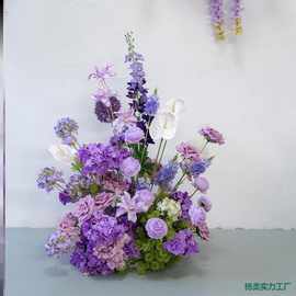 交车区仪式布置花罗马柱装饰交车区摆件假花花球花柱场景布置