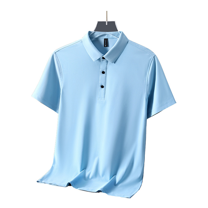 Camisa elástica de brocado de amoníaco cuello de secado rápido succión de sudor de verano ropa de trabajo de manga corta camisa polo personalizada
