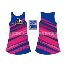 定制热升华女款性感无挡板篮球连衣裙欧美风涤纶加大码篮球背心裙