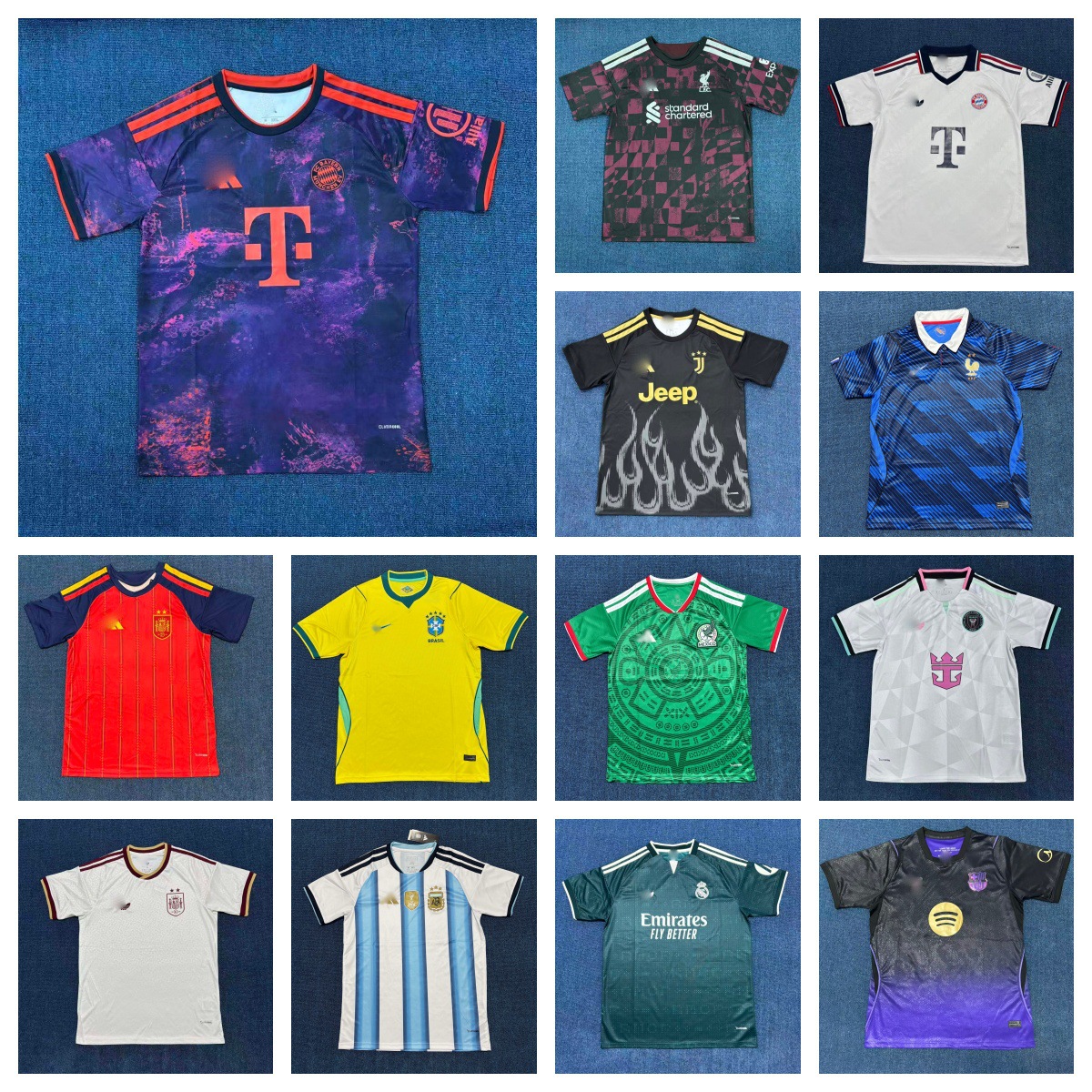 2627 new fan edition sports short-sleeve shirts from France, Spain, Belgium, and England, available for wholesale starting from one piece