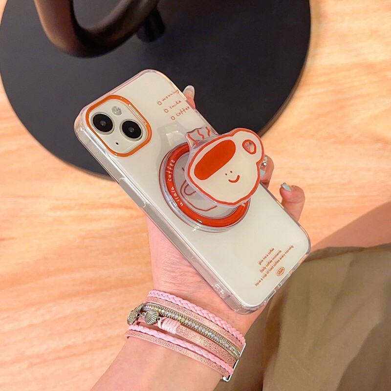 Idm Large Hole New Magnetic Coffee Cup Suitable for Apple Phone Case, Fresh Style 360-Degree Rotating Stand Creative