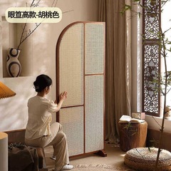 法式实木玄关客厅卫生间屏风可移动藤编新中式沙发遮挡隔断屏风