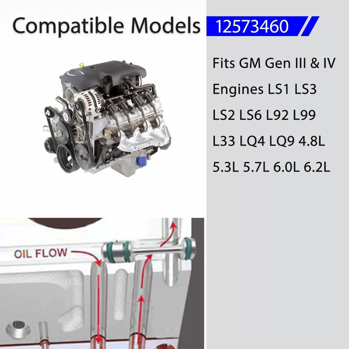 Аллюминиевый масляной отвод барбелл OE 12573460 для двигателей GM LS Gen III и IV