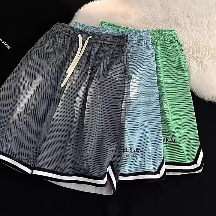 Mesh Quick-Drying Ice Silk Basketball Shorts Men's Summer Simple Casual Breathable Quick-Drying Casual Versatile Trend