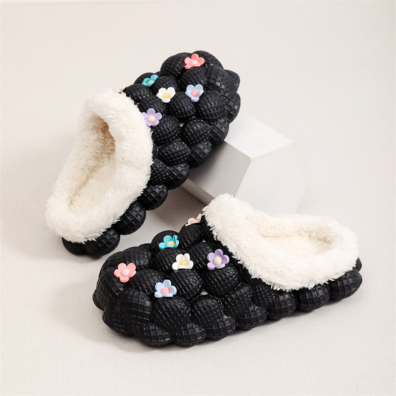 Scarpe da interno morbide e traspiranti per camera da letto invernale unisex in peluche open-toe_voghion.com