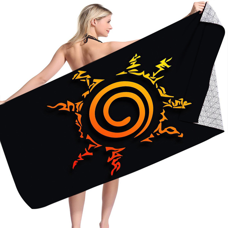 Amazon Double-Sided Fleece Naruto Square Beach Towel Microfiber Quick-Drying Digital Printing Bath Towel