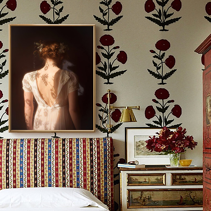 Modern American retro beauty back hallway decorative painting core clothing store studio bedroom character wall hanging painting