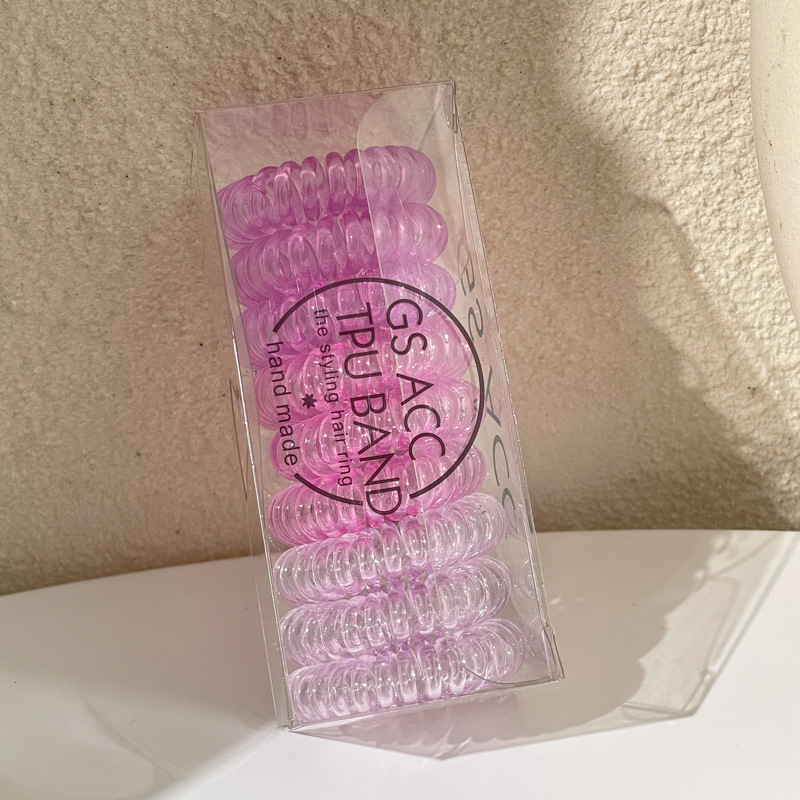 Combinación de 9 piezas línea telefónica cuerda de pelo Internet celebridad gradiente transparente cuerda de pelo fresco Corea del Sur banda de goma ins tie anillo de pelo
