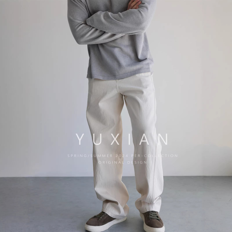 【Cotton Washed】Pure Cotton Curved Hem Pants 2026 Spring and Autumn New Style Loose Casual Versatile Straight Men's Trousers 【Cotton Washed】Pure Cotton Curved Hem Pants 2026 Spring and Autumn New Style Loose Casual Versatile Straight Men's Trousers