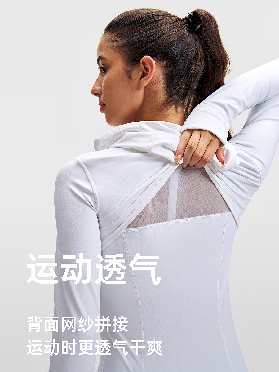 Chaqueta deportiva Lulu para mujer, sudadera con capucha para correr al aire libre, elástica, transpirable, ropa de yoga DF, top con cremallera de manga larga