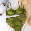 Green glossy set, sexy push up bra, french style