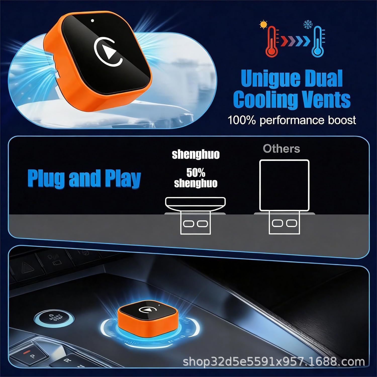 Wireless CarPlay Smart Screen Projection Box Dash Cam Car 2-in-1 Conversion Adapter