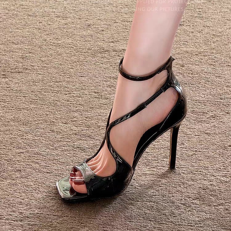 Women's High Heels French Cross Strap Sandals For Women, Thin Heel Nude High Heels, Super Popular Sexy Royal Sister Style, Square Open Toe_voghion.com