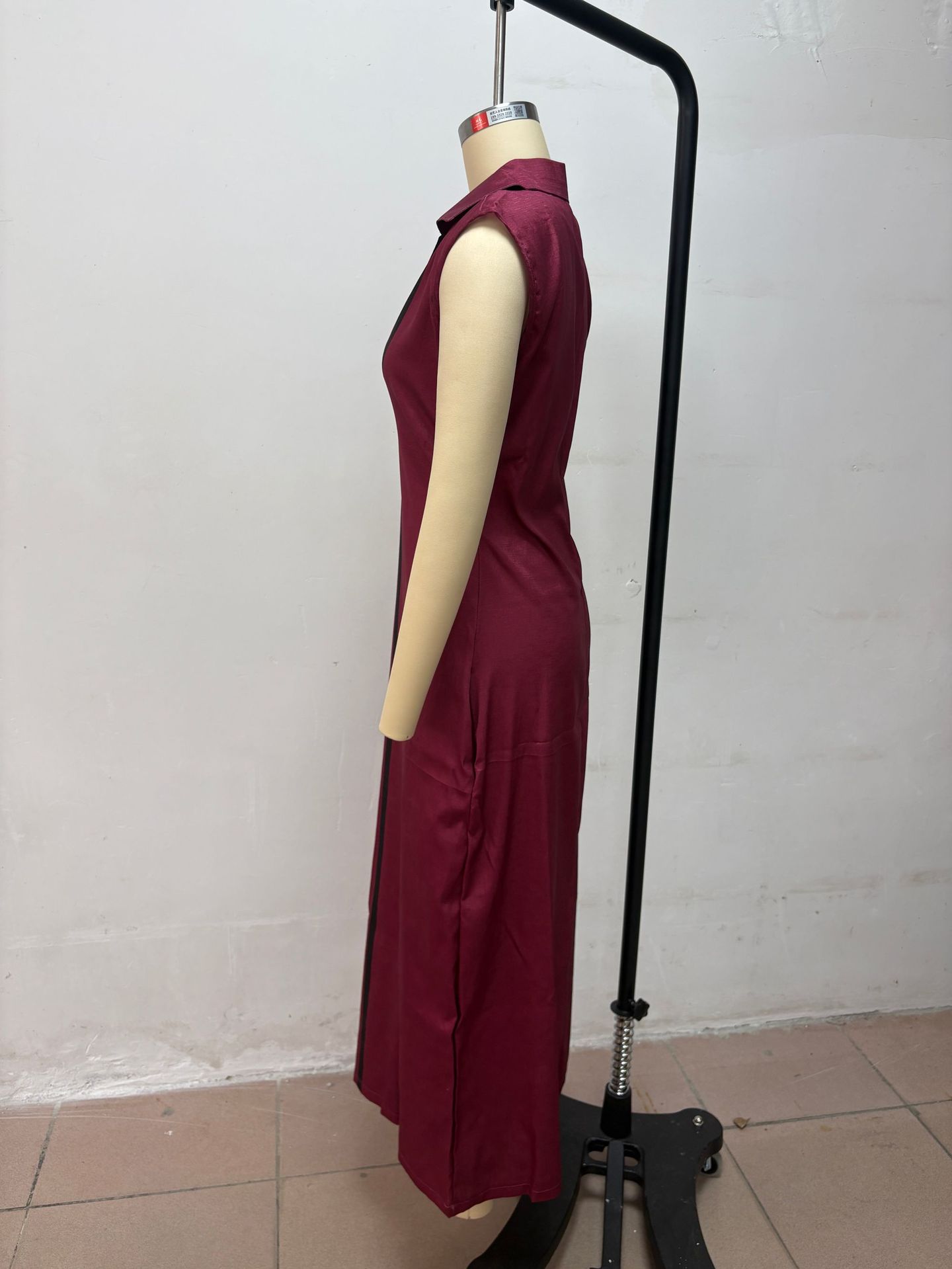 Elegant V-Neck Color-Block Casual Midi Dress For Women, Breathable Stretch A-Line Sundress For Daily Wear, Travel, And Office_ecoleips.com