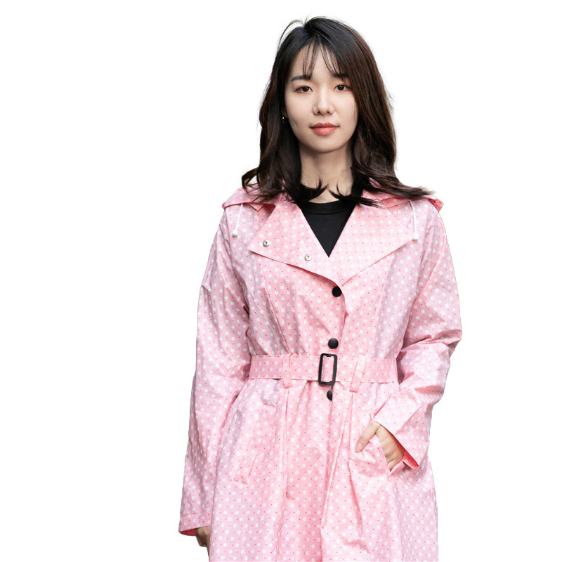 New Korean Style Raincoat Pink Corset Women's Eva Raincoat High Collar Short Breathable Raincoat Factory Custom Wholesale