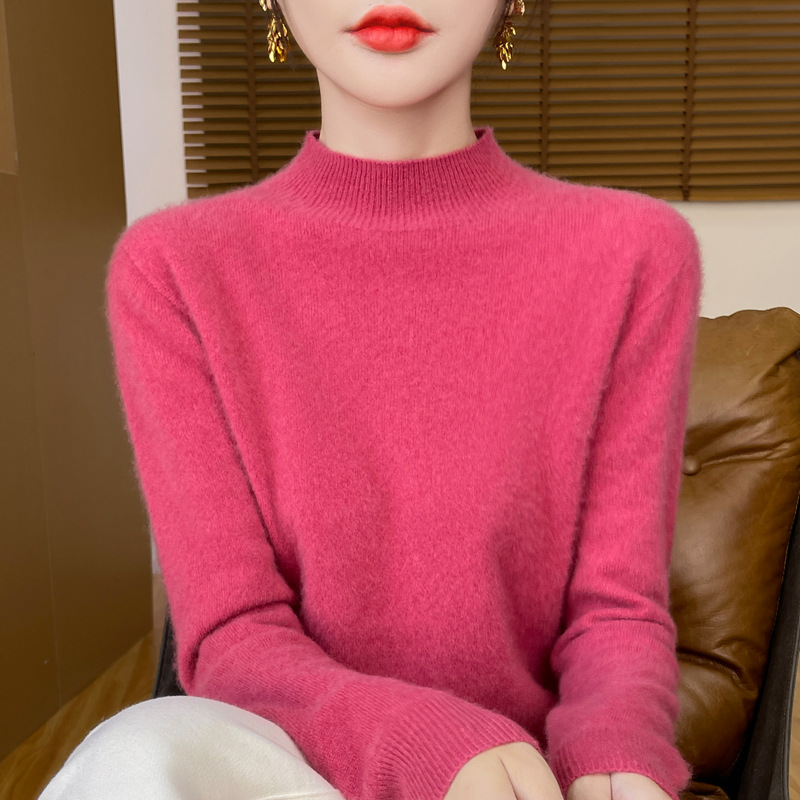 Nueva prenda de primera línea suéter de lana sin costuras jersey de cuello alto de las mujeres camisa de fondo de punto de Cachemira adelgazante de moda image 13