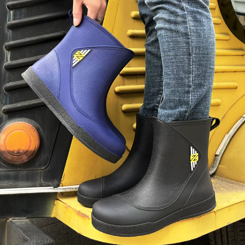 Мужские нескользящие туфли ПВХ, модные флис ботинки для отдыха, оптом