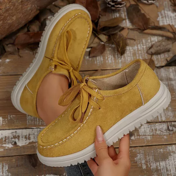 2025 Cross-Border European and American Front Lace-Up Round-Toe Casual Sports Shoes for Women Foreign Trade Large Size Thick-Soled Heightening Solid Color Sports Shoes