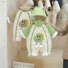 婴儿男宝宝棉服连体衣冬装加厚棉衣衣服满月夹棉秋冬季外出服爬服