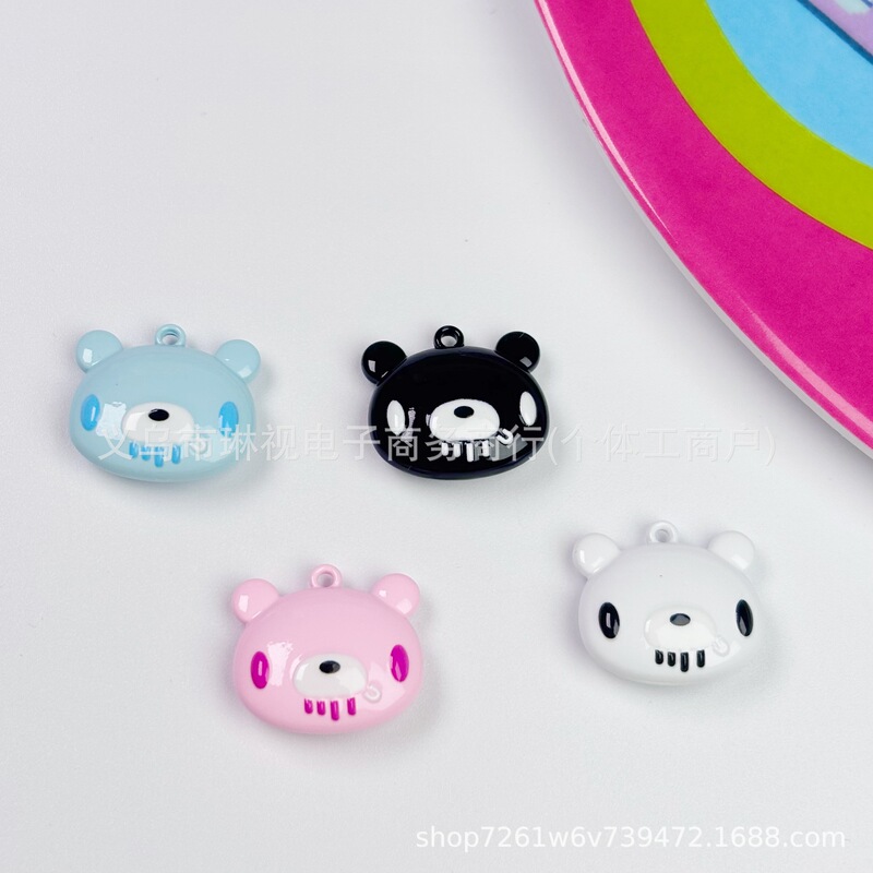 New Style Violent Bear Zinc Alloy Bear Head Double-Sided Paint DIY Bracelet Pendant Handmade Keychain Jewelry Accessory