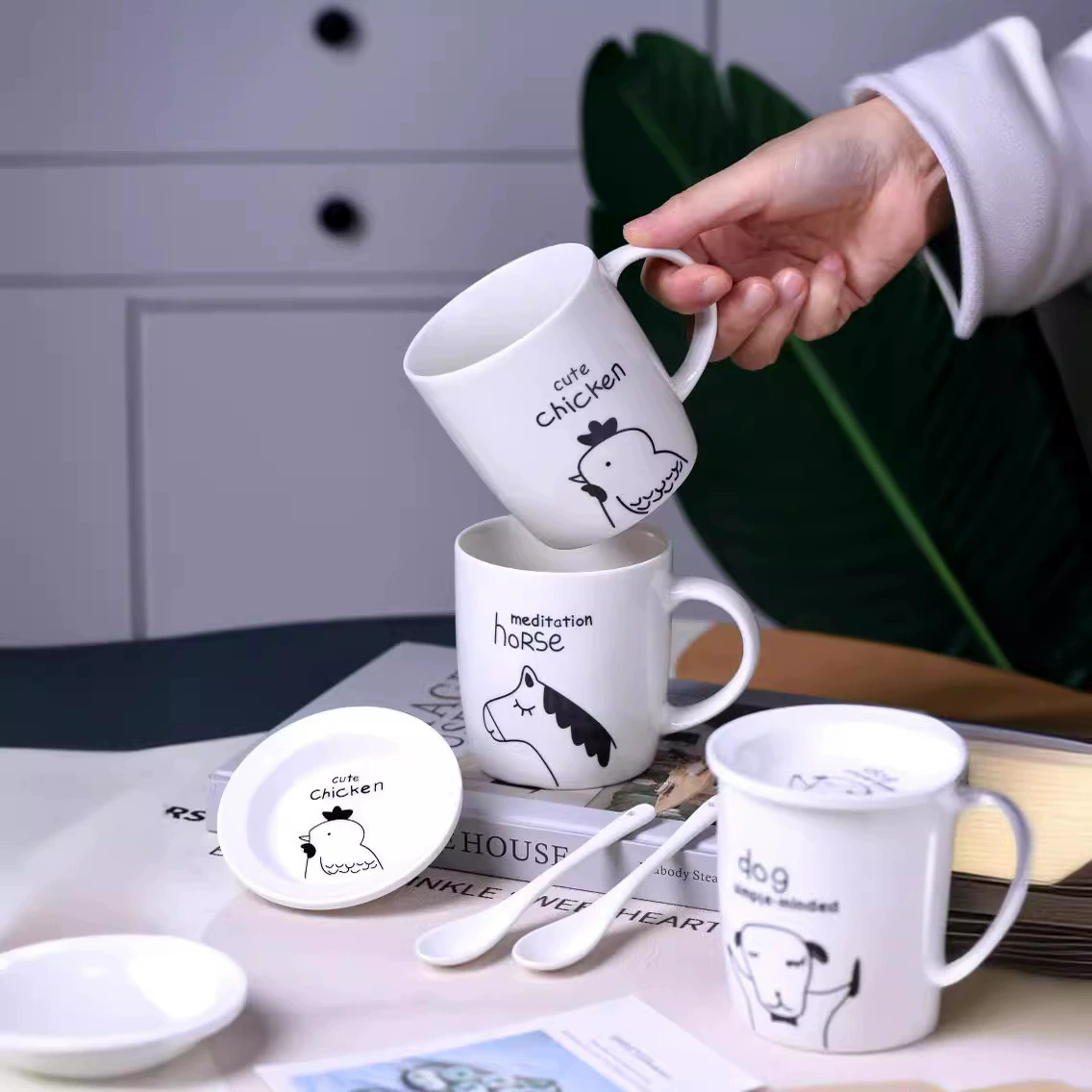 Креативная кружка Twelve Zodiac Mark Cup Cartoon Stick Figure керамическая чашка для завтрака офисная чашка для кофе и молока с крышкой