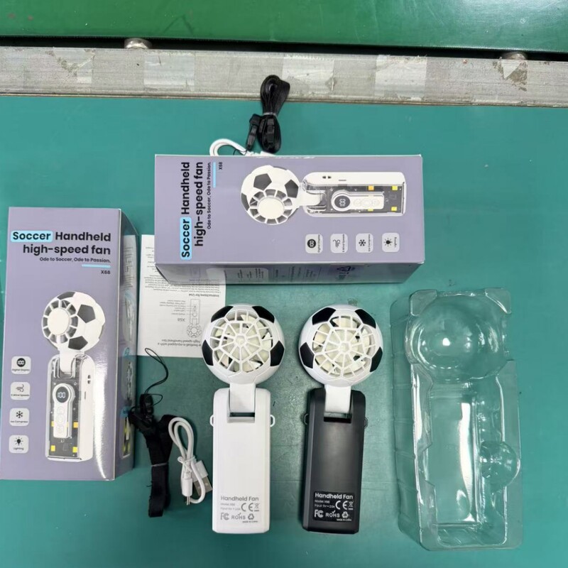 New Football Fan Handheld Digital Display High-Speed Cooling Ice Fan Portable Foldable Transparent Mecha Fan New Football Fan Handheld Digital Display High-Speed Cooling Ice Fan Portable Foldable Transparent Mecha Fan