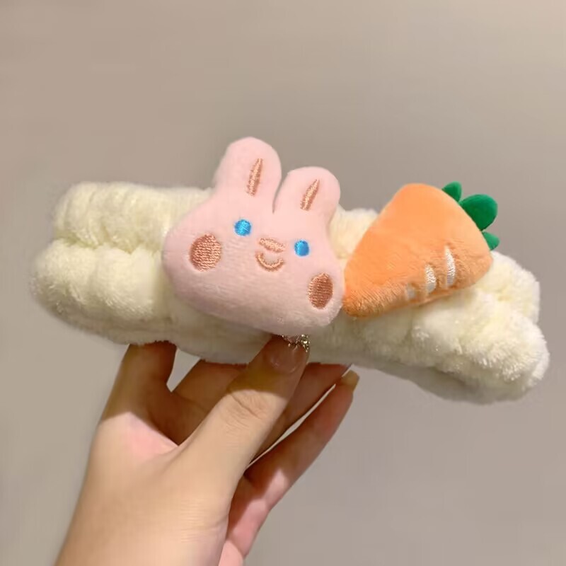 かわいい漫画ぬいぐるみ洗顔ヘッドバンド星豚カエルウサギニンジン猫洗浄とメイク落としヘッドバンド子供用|undefined