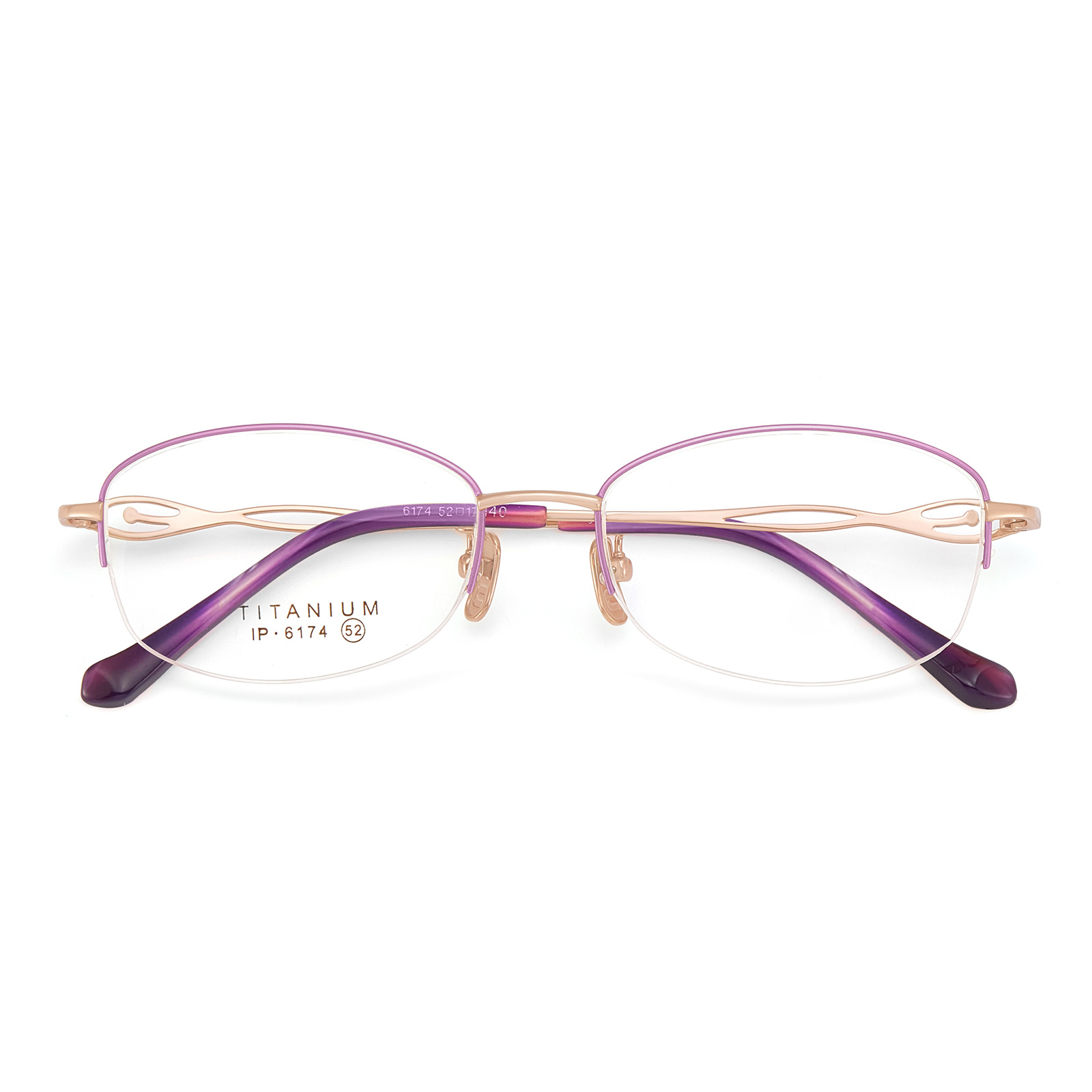 Encanto encantador medio marco de gafas de mujer de alta elasticidad piernas de titanio no sujetar la cara puede combinarse con viejas flores miopía Danyang al por mayor