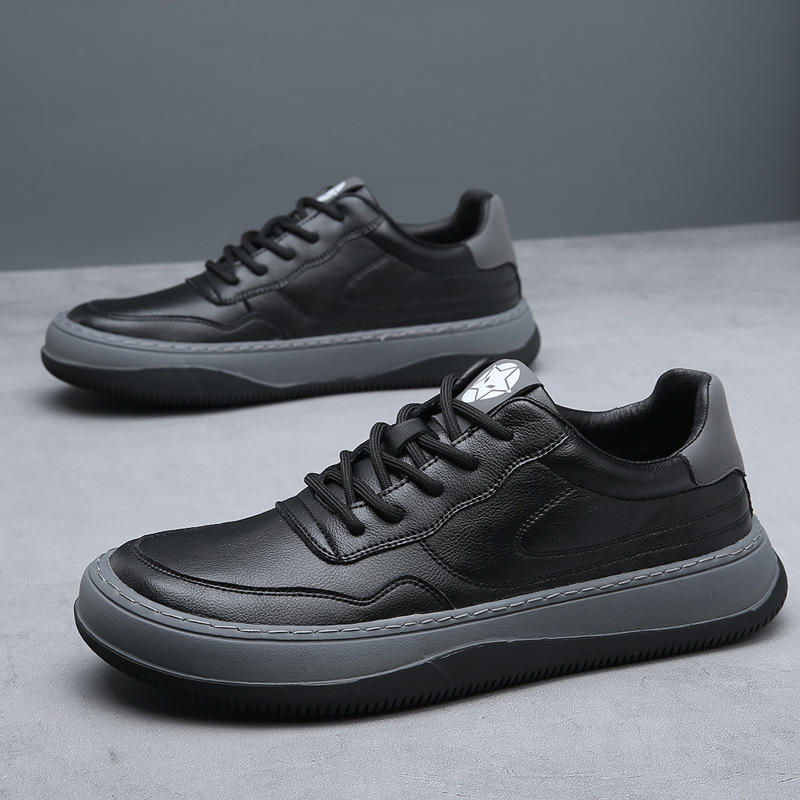 2026 primavera nuevos zapatos para hombres zapatos blancos transpirables zapatos de cuero casuales impermeables zapatos de skate casuales para hombres