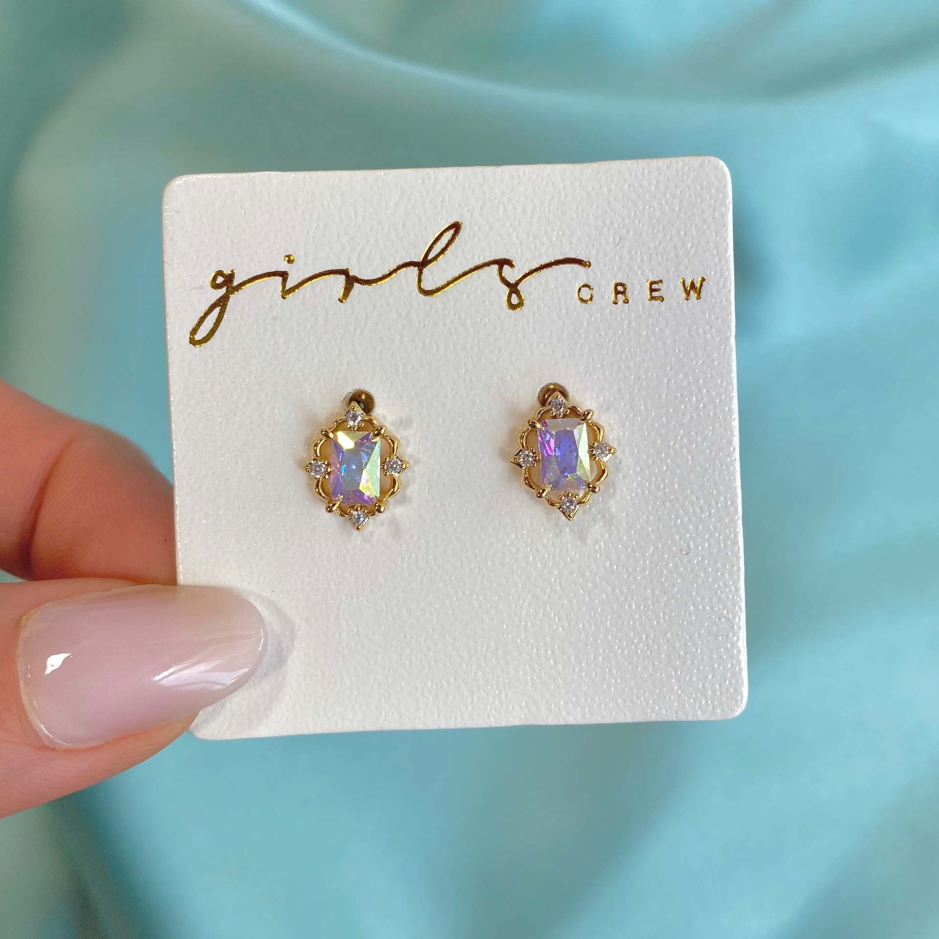 Fashion Geometric Brass Inlaid Zircon Ear Studs 1 Pair