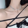 Small design necklace from pearl, short chain for key bag , trend of season, 2021 years, simple and elegant design