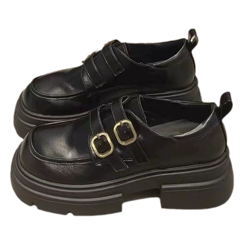 Маленькие женские кожаные туфли в британском стиле на толстой подошве, осень-зима 2024, новые лоферы на платформе, универсальная рабочая одежда, рабочая обувь