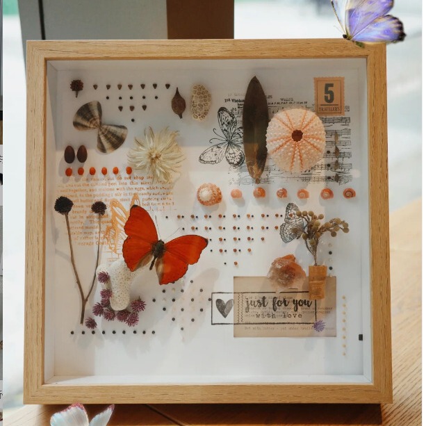 Wooden Stereo Hollow 3Cm5Cm Glass Dried Flower Butterfly Specimen Frame Self-Mounted A3 Wall Hanging Table Photo Frame Picture Frame