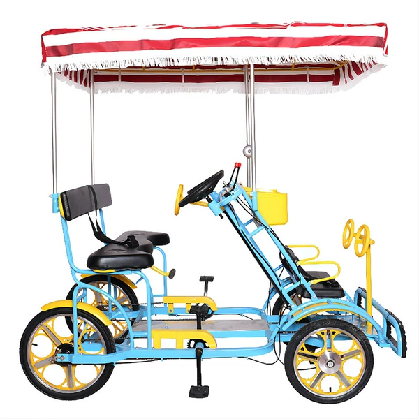 Tandem bike, blue additional seat
