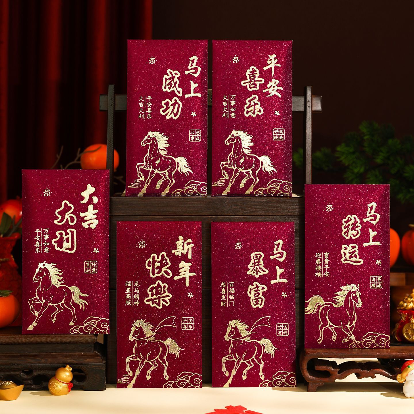 生肖马-暗红磨砂(6个装)