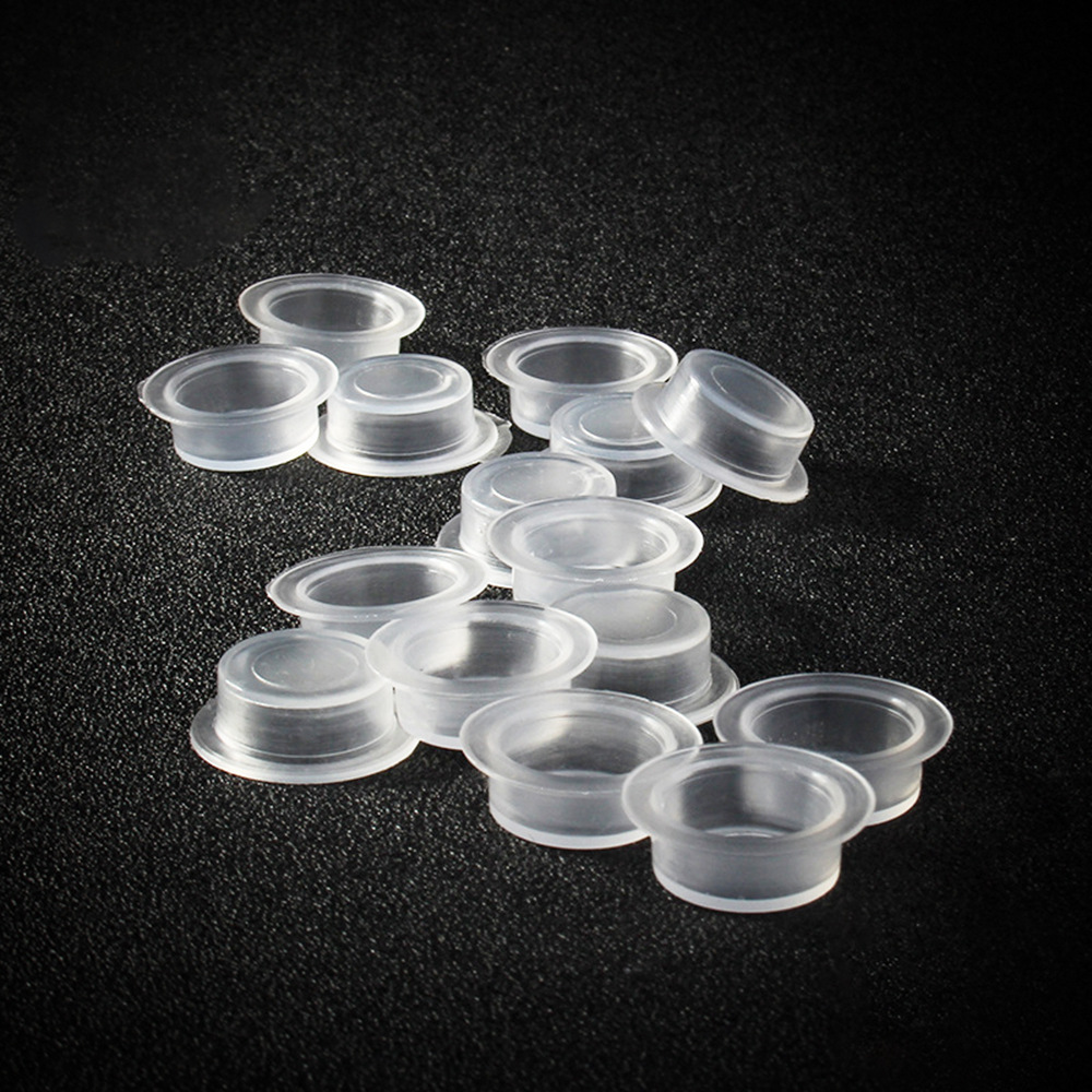Disposable tattoo color cup translucent flat bottle mouth puncture tool accessories