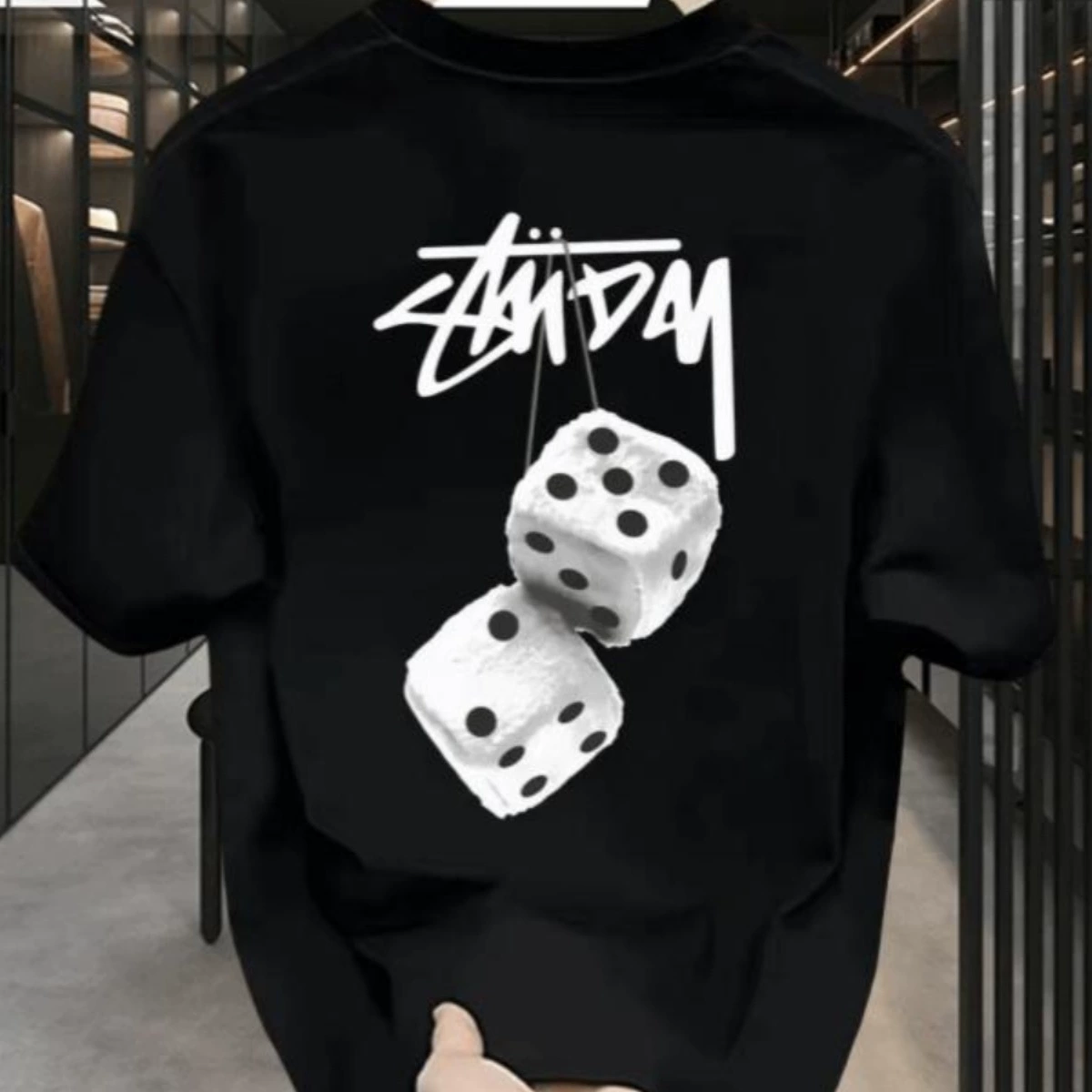 Американская модная мужская футболка с коротким рукавом, лето 2025, новая, из чистого хлопка, свободного кроя, плотная, повседневная, полурукав