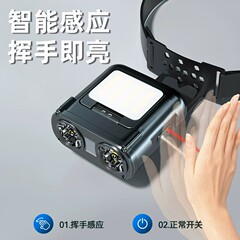 新款感应帽灯双光可折叠强光超亮钓鱼专用充电超长续航头戴帽夹灯