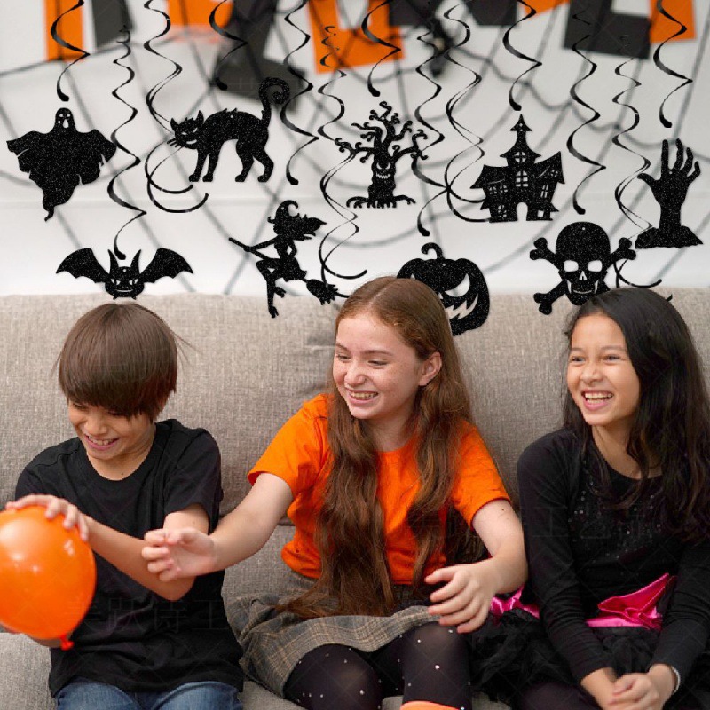 Nuevo producto Decoración de Halloween Happy Halloween Tirando de la bandera Espiral Festival de fantasmas Decoración de la escena de la casa embrujada