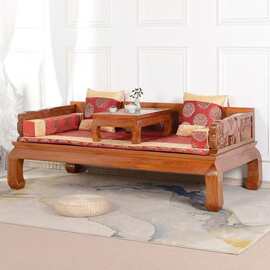 老榆木罗汉床家用客厅沙发床新中式实木罗汉床禅意沙发床榻组合