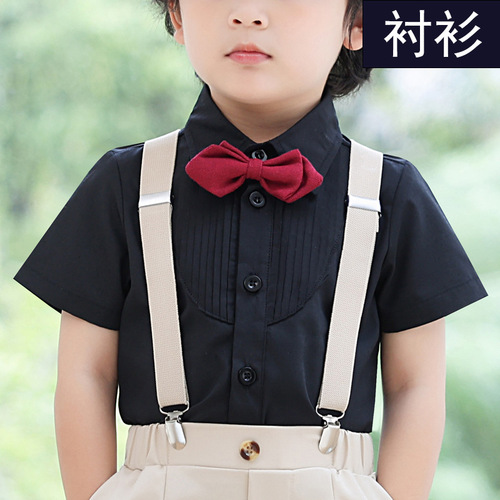 Summer children's shirt, baby boy, Korean style short-sleeved cotton shirt, handsome inner suit, children's performance clothing