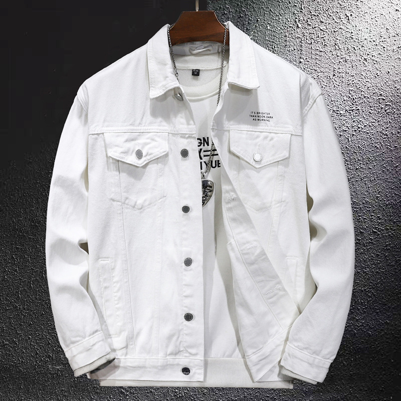 Ins Street Japanese Style Denim Jacket Men's Denim Jacket Pure Color Loose Trendyy Denim Jacket Men