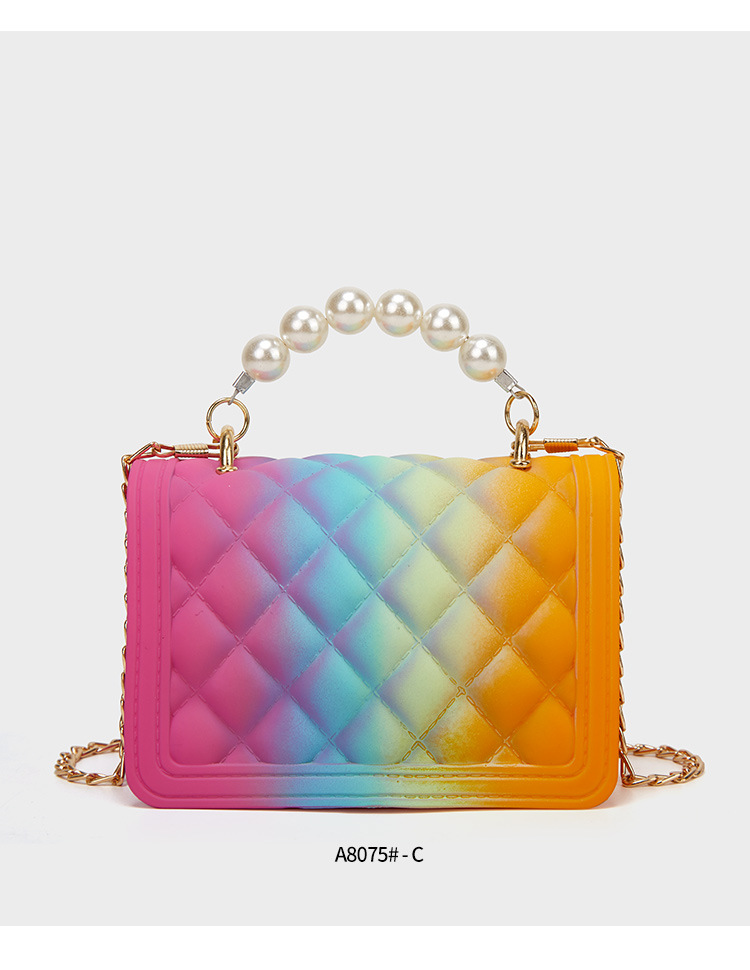 Women's Small Pvc Gradient Color Fashion Square Lock Clasp Square Bag display picture 6