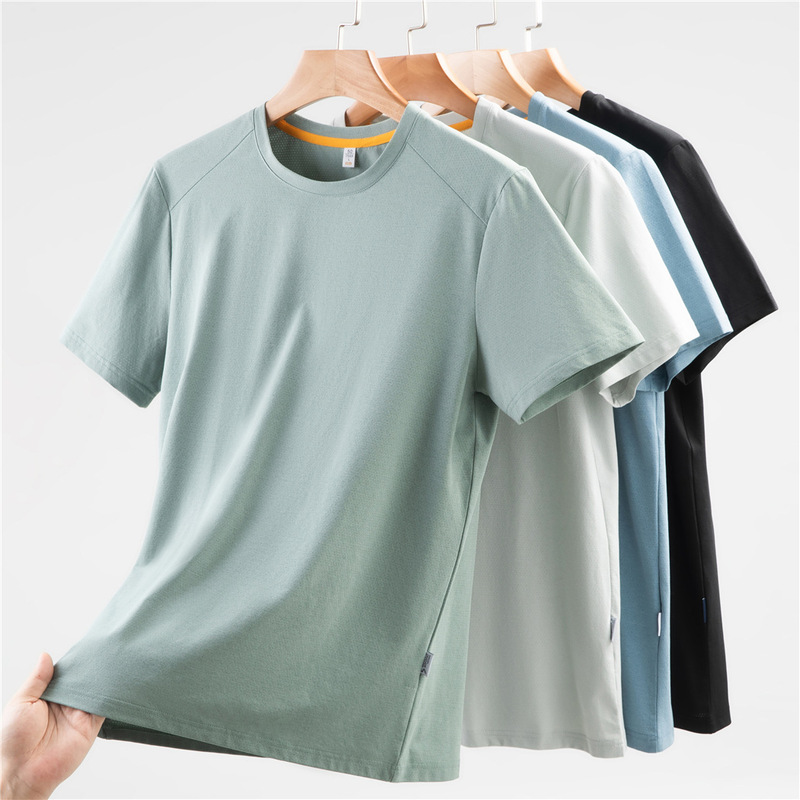 Good Quality Ultra Light Non-Sense Cotton T-Shirt Round Neck Short-Sleeved Quick-Dried Clothes Outdoor Training Sports Sweater Custom