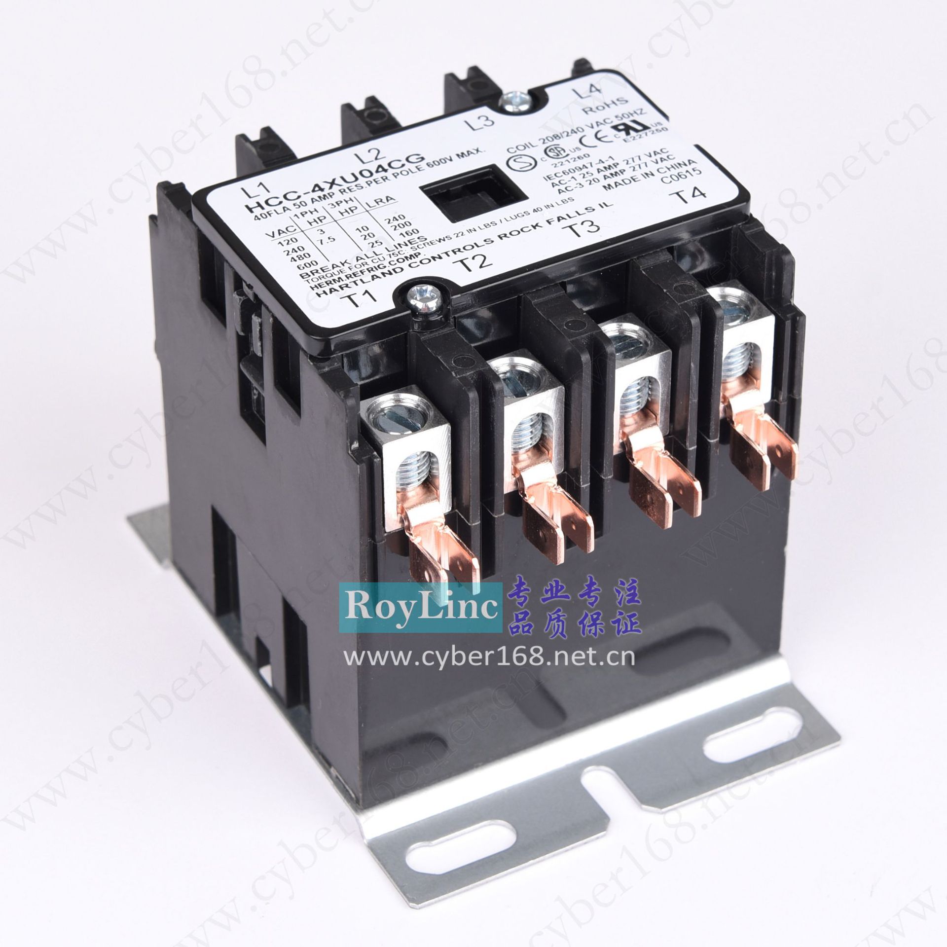 208V-240V 40A HCC-4XU04CG SMINKO KC SASO发热管四极交流接触器