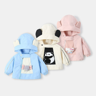 Girls' Spring and Autumn Korean-Style Cute Cartoon Hooded Outerwear Versatile Trendy 3D Doll Fashion Jacket