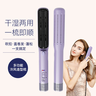 Hot sale household electric hair comb wet and dry dual-use hair curling comb multi-functional hot and cold style comb hair straightener