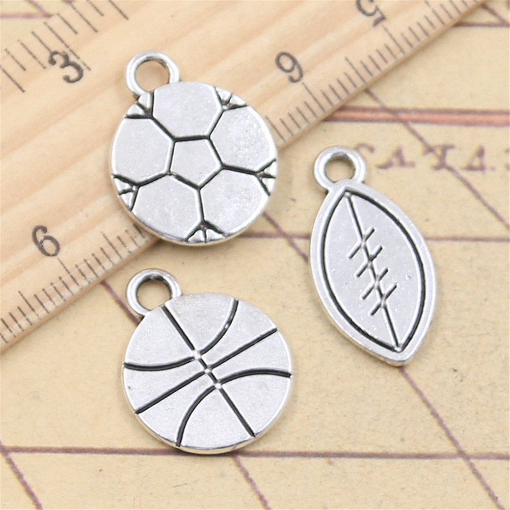 Ancient Silver Football Football Basketball DIY Jewelry Accessories Pendant Charm Necklace Bracelet Pendant