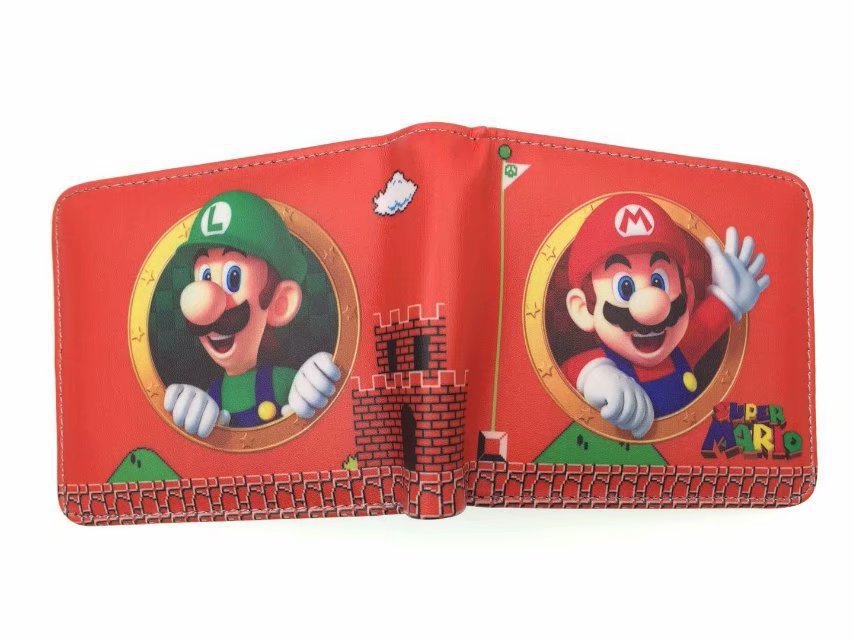 Nuevo Super Mary cartera corta Super Mario estudiante unisex pu cuero Snap cartera