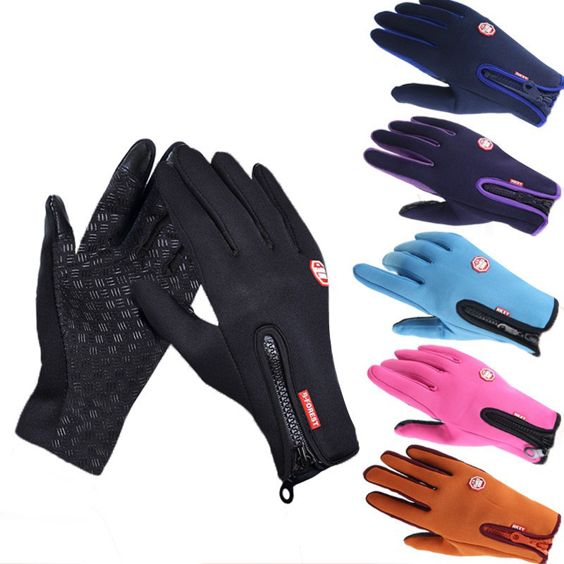 Guantes de pantalla táctil invierno cálido hombres y mujeres que montan deportes al aire libre antideslizante nieve escalada cremallera motocicleta guantes de lana